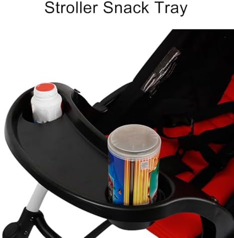 Black Universal Stroller Snack Tray with Cup Holder - Convenient Organizer