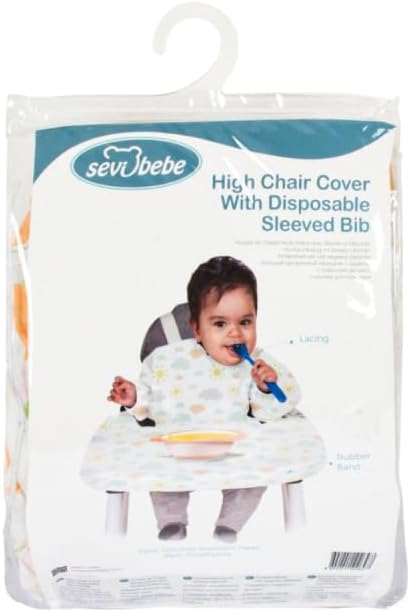 5 2 Sets (10 2 Set Sevi Bebe High Chair Cover with Disposable Sleeved Bib - * Piece pcs in total) Piece Free Meal