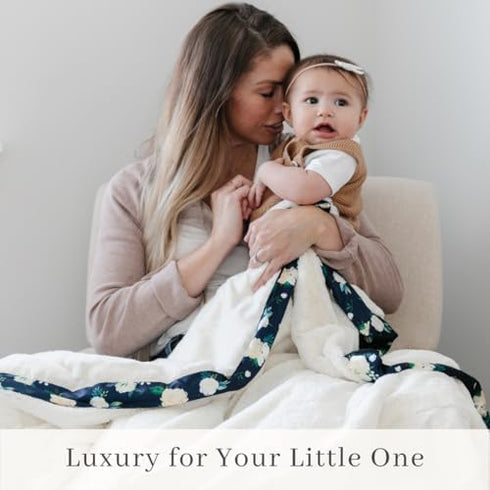 40"x30" SARANONI Receiving Blankets for Babies | Ultra-Soft Lush and Boutique Quality Baby Blanket | Satin Border Rose