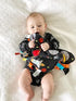 Baby Sensory Security & Teething Closed Ribbon Tag Lovey Blanket with Minky Dot Fabric, 14X18 (Outer Space)