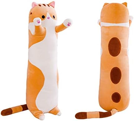 shangman Lovely Plush Cat Doll, Cute Cartoon Soft Stuffed Kitten Pillow, Long Throw Sleeping Toy Gift (Brown,
