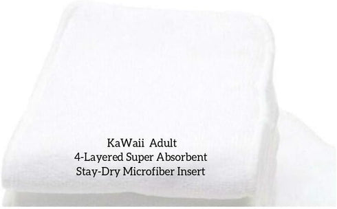 3-Pack 4-Layer 48.5 19 cm Kawaii Adult/Women/Teen Reusable Cloth Diaper Insert, Incontinence, Pregnancy, Childbirth