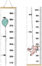 Kids Growth Chart, Wood Frame Fabric Canvas Height Measurement Ruler, 7.9 x 79in, Balloon Rabbit Design
