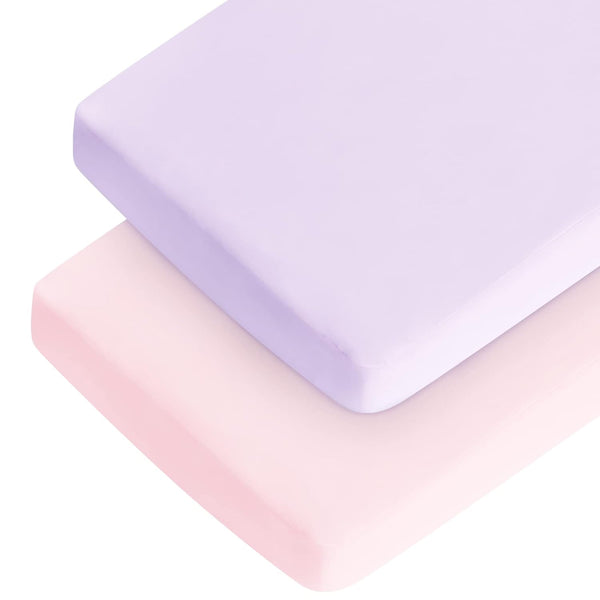 Baby Crib Sheets for Girls, 2 Pack Fitted Crib Sheet for Standard Crib Mattress & Toddler Bed Mattress, Snug Fit Soft