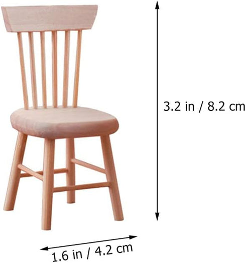 Toyvian 6 pcs 1: 12 Scale Dollhouse Chairs Mini Wood Chair Miniature Furniture Photograph Layout Props for Dollhouse Lanscape Garden