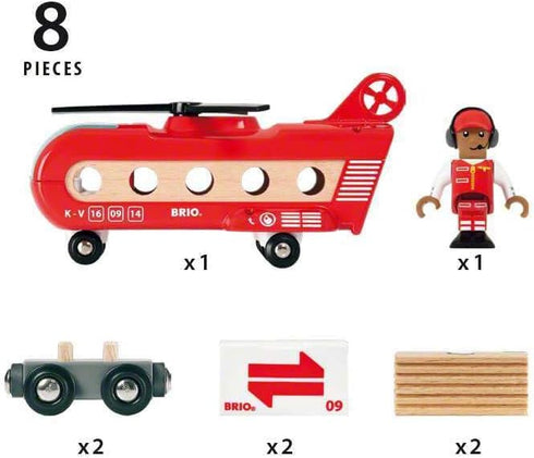 BRIO World 33886 Cargo Helicopter - Premium Wooden Train Toy, Safe & Durable, Compatible with All Sets for Kids