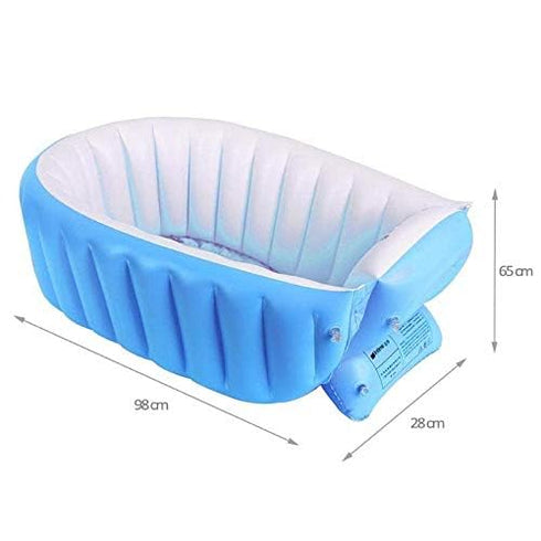 SuperLi Inflatable Baby Bathtub, Kid Infant Toddler Infant Newborn Inflatable Foldable Shower Pool (Blue)
