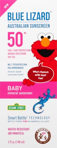 Baby Mineral Sunscreen by Blue Lizard with Zinc Oxide | Water Resistant, SPF 50, Fragrance Free, 5 Fl Oz