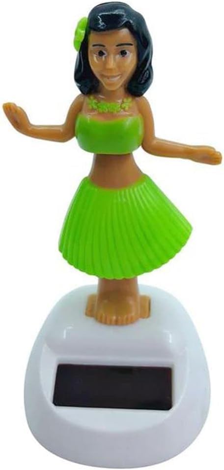 Green Solar Powered Dancing Hula Girl Dashboard Decorations, Swinging Bobbleheads Toy Collection