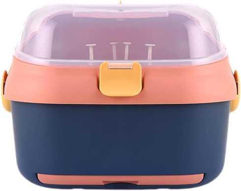 Bottle Drying Rack with Cover, Large Pink-Blue Plastic Drainer Organizer for Nursery