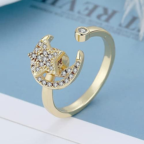 COLORFUL BLING Fidget Sunflower Evil Eye Daisy Spinner Stackable Rings Bee Butterfly Adjustable Open Rotatable CZ Cubic