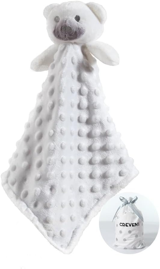 CREVENT Soft Cute Snuglling Toy Baby Security Blankies Unisex, Minky Dot Front