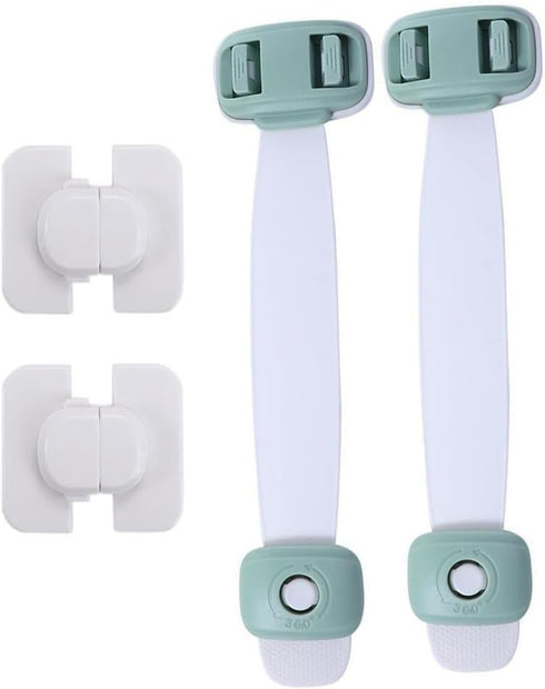 4 Pack Child Safety Strap Locks for Cabinets, Drawers, Toilet, Fridge, Adhesive Toddler Safety Lock for Kitchen