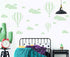 Giant Removable Vinyl 3D Hot Air Balloons with Clouds Wall Decals, DIY Nursery Decor for Kids Bedroom Art (White) D952