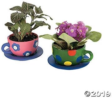Set 4-8 6 Sets Fun Express Paint Your Own Ceramic Tea for Girls - DIY Teacup Planter Kit with Saucer Makes | Kids Tea