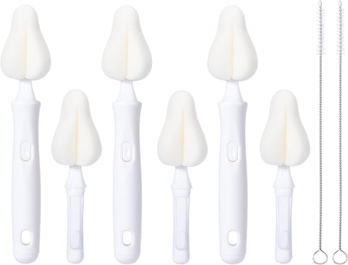 8 Pcs Sponge Nipple Bottle Brushes, Baby Bottle Brush with Nipple Cleaner and Straw Brushes