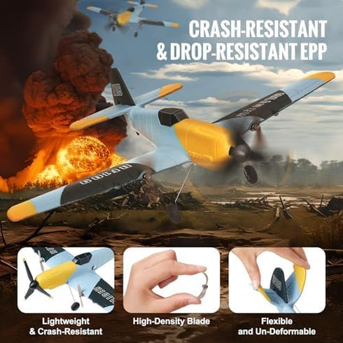 2.4GHZ 3 6-Axis Stabilizer&2 BF-109 VEVOR RC Plane, Channel RC Airplane with Gyro Batteries, Ready to Fly Fighter
