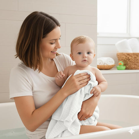 32"x32", 100% 6 Pack 2 Muslin Hooded Baby Towels for Newborns, Cotton Layers Super Soft Absorbent Breathable, Baby Bath