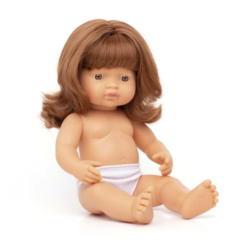 Miniland Educational 15" Anatomically Correct Baby Doll, Caucasian Girl with Red Hair