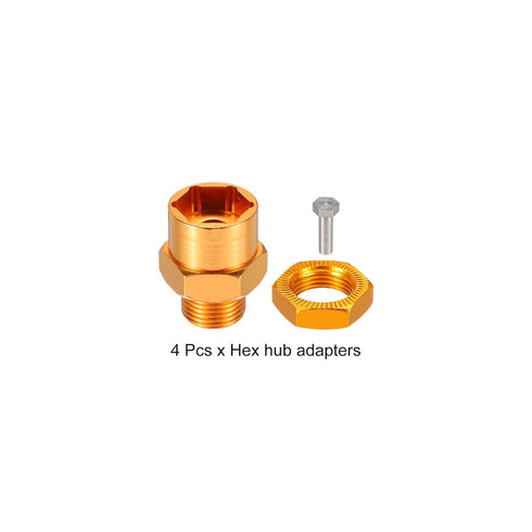 MECCANIXITY Wheel Hex Hub Adapter with M4 Threaded Axle, 12mm to 17mm Extension Conversion Nuts for 1/10 & 1/8 Car