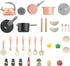 Bruvoalon 32Pcs Kids Play Kitchen Toys Set, Pretend Cooking Playset with Pots, Pans, Utensils, Foods