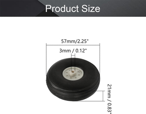 Fielect 2.25 inch RC Model Airplane Super Light Sponge Tire Tail Wheel Tire and Wheel Sets for RC Car Airplane PU Sponge Tire with Plastic Hub 2 Pcs