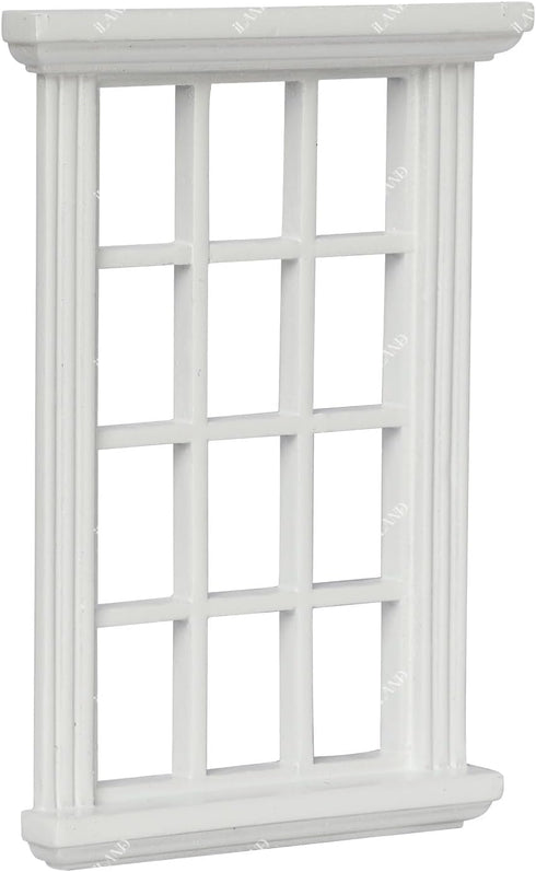 1/12 2pcs iLAND Scale Accessories of Dollhouse Windows White Solid Wood DIY Dollhouse Building Supplies Complete