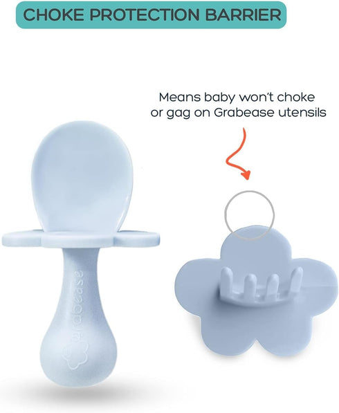 Grabease Baby Feeding Utensils Set, 1 Set, Blue - Self Feeding Baby Fork and Spoon, BPA-Free & Phthalate-Free for Baby