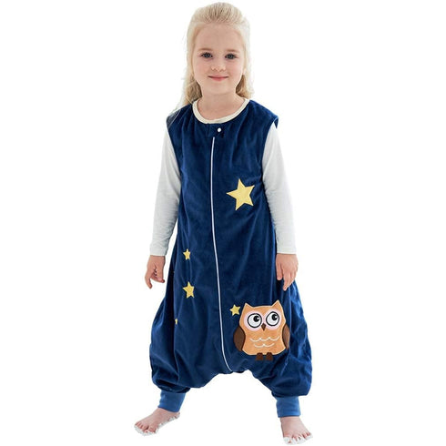 MICHLEY Toddler Sleeping Sack with Feet, Newborn Infant Sleeveless Sleeping Bag, Dark Blue Owl, 1-3T