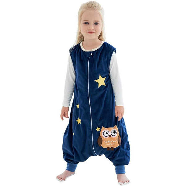 MICHLEY Toddler Sleeping Sack with Feet, Newborn Infant Sleeveless Sleeping Bag, Dark Blue Owl, 1-3T