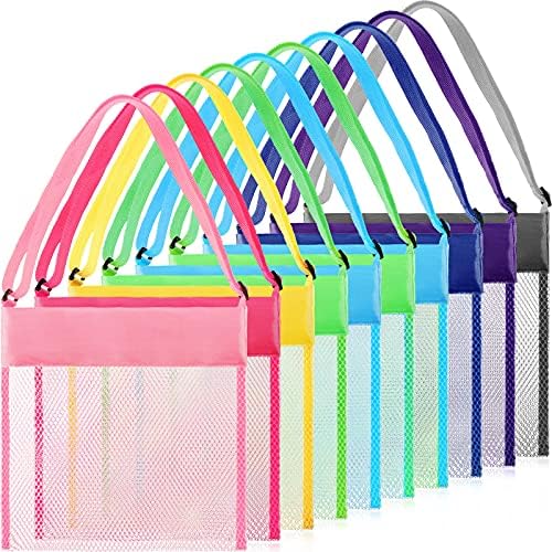 Frienda 15 Pack Mesh Beach Tote Bag, Seashell Bags, Bag Toys Organizer for