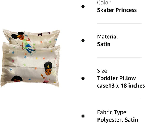 Satin Fitted Crib Sheet for Baby Girls and Boys, Toddler Bed, Skater Princess, 13 x 18 inches