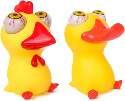 PROLOSO Eye Popping Duck Chicken Poppin Peepers, Fidget Squishy Toys for Stress Relief, 2 Pcs