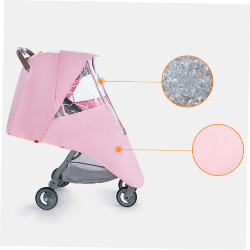 Spittle-proof Pink Baby Stroller Rain Cover, Windproof Umbrella Car Cover