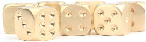 ARTIBETTER 2 Pcs Metal Dice: Brass Dice for Poker Party Game, Role Playing Games, Golden Dice for Tables