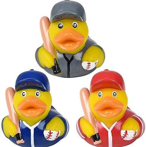 HAPPY DEALS ~ 12 2 inch HAPPY DEALS Baseball Rubber Ducks with Bats | Baseball Party Favors |