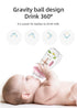 12+ Pink/2Pack/9oz Oberni Baby Bottles, Weighted Straw Toddler Milk Bottles with Non-Slip Handle, Size + Variable Fast