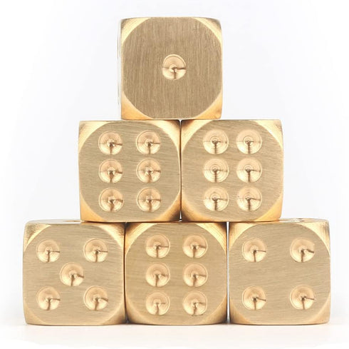 ARTIBETTER 2 Pcs Metal Dice: Brass Dice for Poker Party Game, Role Playing Games, Golden Dice for Tables
