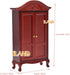 iLAND Wooden Dollhouse Furniture, 1/12 Scale Bedroom Set in Mahogany Color, 6pcs