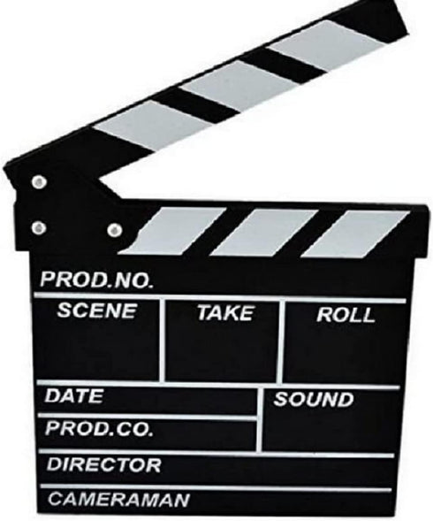 Wooden Clapboard Director Film Movie Cut Action Scene Slateboard, Small-Black
