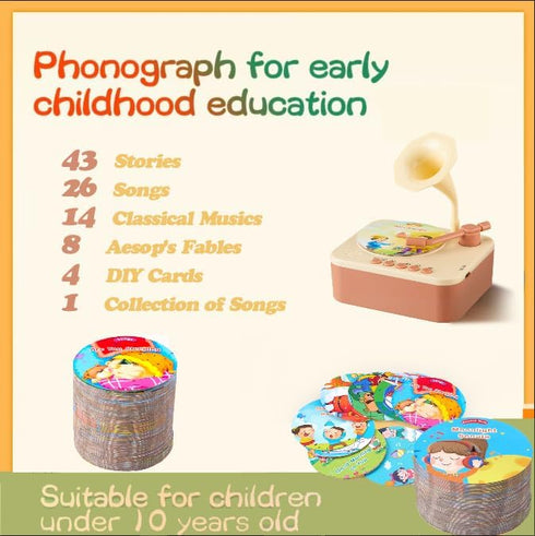 Culimery 99 Kids Phonograph with Cards,Card Phonograph for Kids,Toddler Record Player,Children's Storyteller Sleeping