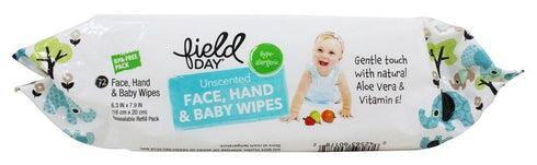 Field Day Pack 72 - Eco-Friendly Baby Wipes Resealable Refill Unscented - Wipe(s)