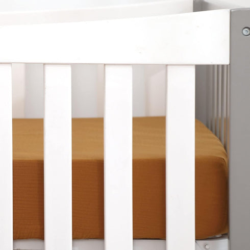 GRSSDER Soft Muslin Crib Sheet 1 Pack, 100% Cotton Crib Sheets for Boys and Girls, Fall Yellow