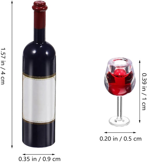18Pcs Set NUOBESTY Mini Bottles Dollhouse Champagne Miniature Red Wine Bottle Mini Cocktail Glasses Drink Cups