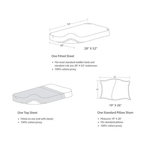 28" 52" 100% Set 3-Piece Set, American Baby Company x Natural Cotton Jersey Knit Toddler/Crib Sheet Soft & Breathable