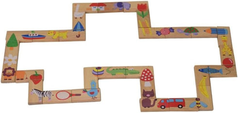 28 Pcs Educational Wooden Toy Domino Animal Puzzles Kids Game Gift