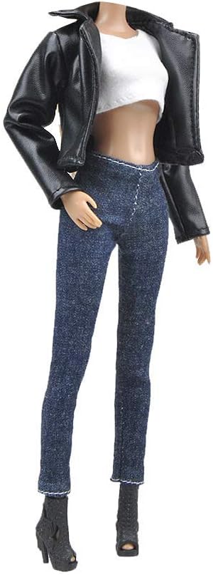 E-TING Leather Coat Suit Cool Wild Motorcycle Style Clothes for 11.5 Inch Dolls
