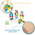 Maple Wood Kids Building Blocks by Hape, 50 Brightly Colored Pieces Stacking Educational Toy Set for Toddlers in