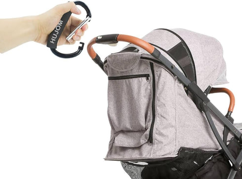 2 Mommy Stroller Hooks Pcs Large Carabiner Clips for Hanging Diaper Bags, Purse Grocery, and Shopping Bags. Heavy Duty