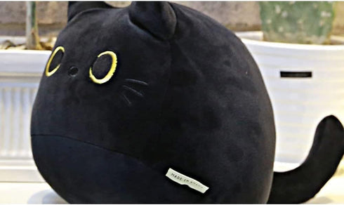 Black Cat Stuffed Animal Plush Toy - Creative Cat Shape Soft Pillow Toys, Gifts for Kids, 25cm